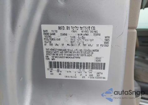 2011 Ford Escape Xlt from USA, damaged, VIN 1FMCU0D74BKA87669